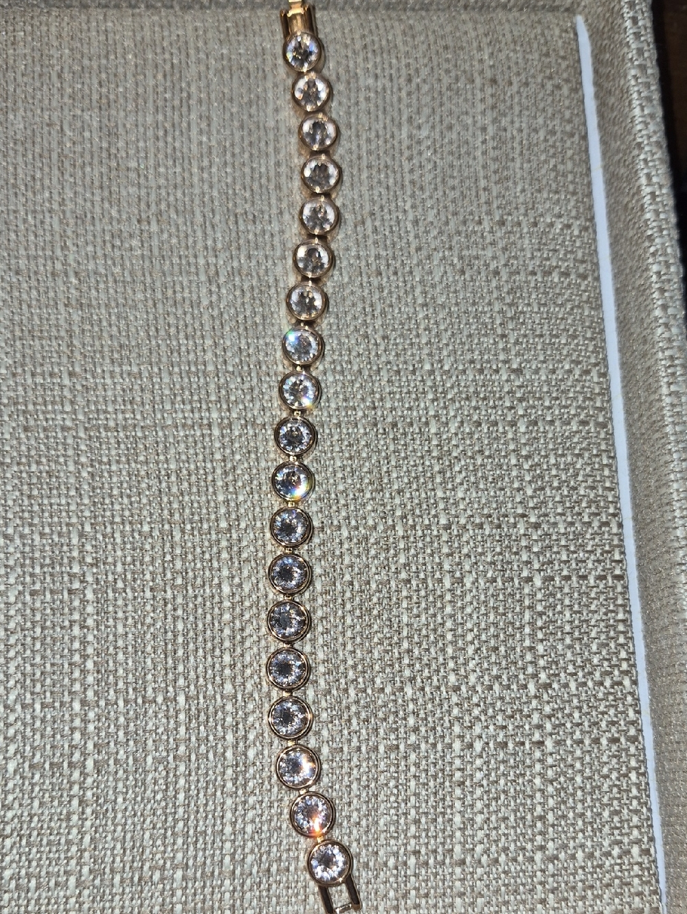 Gold-Tone Clear Crystal Tennis Bracelet - Elegant Women’s Jewelry